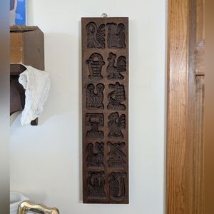 Antique Springerle Wood Cookie Biscuit Butter Mold Press Speculaas Dutch Prim